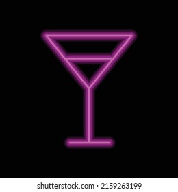 Cocktail Glas einfachen Symbol Vektor. Flaches Design. violetter Neonstil auf schwarzem Hintergrund.ai