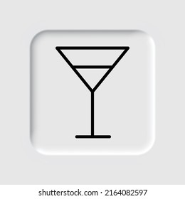 Cocktail glass simple icon vector. Flat design. Neumorphism design.ai