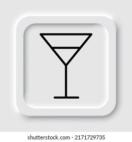 Cocktail glass simple icon vector. Flat design. Neumorphism design.ai