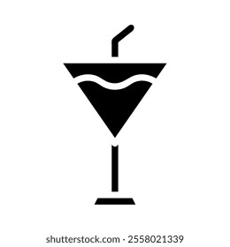 Cocktail glass with straw icon. Concept of celebration, party, and alcoholic beverages.