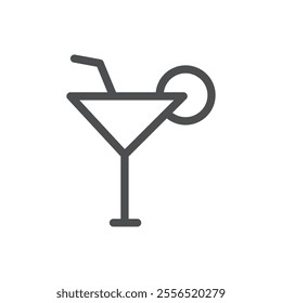 Cocktail glass with straw icon Vector logo outline