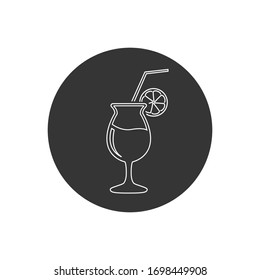 Vidrio de cóctel con paja y lemon vectorial icono. signo plano relleno para concepto móvil y diseño web. Icono de glifo de cóctel tropical. Símbolo, ilustración de logotipo