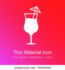Cocktail glass with an umbrella red and pink gradient material white icon minimal design