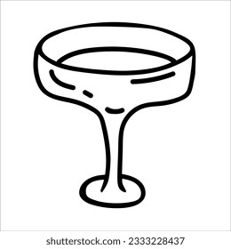 Cocktail glass vector doodle hand drawn illustration isolated on white background