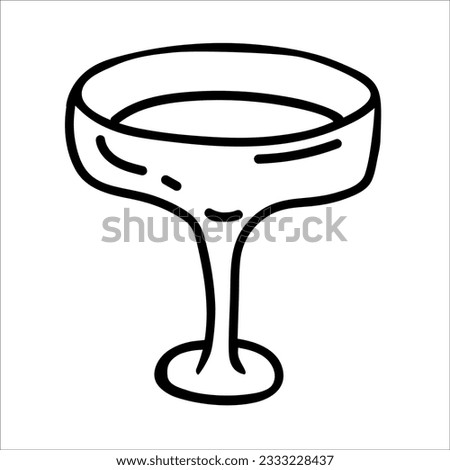 Cocktail glass vector doodle hand drawn illustration isolated on white background