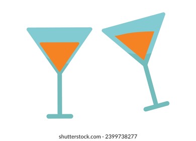cocktail glass vector element illustration. flat icon style. suitable for party element