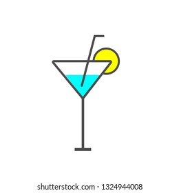 cocktail glass vector flat icon summer
