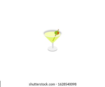 Cocktail glass vector flat icon. Isolated alcohol drink, tequila glass, cocktail emoji illustration 