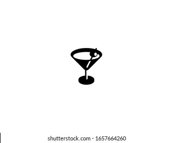 Icono plano vectorial de cóctel. Bebida alcohólica aislada, vidrio tequila, ilustración emoticono de cóctel 