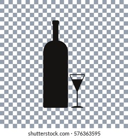 Cocktail Glass vector icon. Alcohol drinking sign  on transparent background