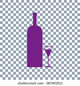 Cocktail Glass vector icon. Alcohol drinking sign on transparent background. Violet icon