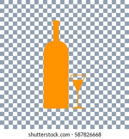 Cocktail Glass vector icon. Alcohol drinking sign on transparent background. Orange icon