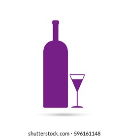 Cocktail Glass vector icon. Alcohol drinking sign. Violet icon and gray shadow 