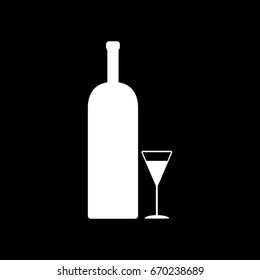 Cocktail Glass vector icon. Alcohol drinking sign. White icon on black background