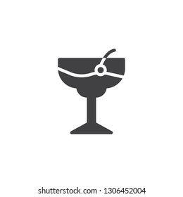 Cocktail glass vector icon. filled flat sign for mobile concept and web design. Fresh cocktail drink simple solid icon. Symbol, logo illustration. Pixel perfect vector graphics