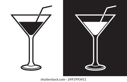 Cocktail glass vector, icon, symbol. Wine Glass Icon, vector, silhouette for web design, logo, app. Vector illustration.