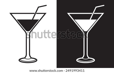 Cocktail glass vector, icon, symbol. Wine Glass Icon, vector, silhouette for web design, logo, app. Vector illustration.