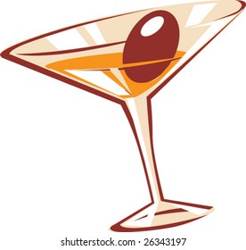 Cocktail glass. Vector illustration.