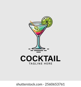 Cocktail Glass Vector Logo Design