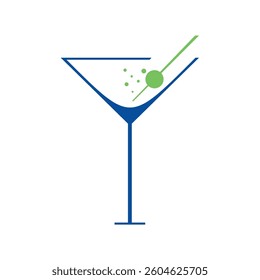 Cocktail Glass Vector Logo Template