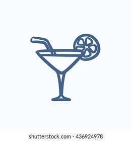 Cocktail glass vector sketch icon isolated on background. Hand drawn Cocktail glass icon. Cocktail glass sketch icon for infographic, website or app.
