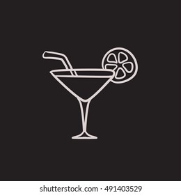 Cocktail glass vector sketch icon isolated on background. Hand drawn Cocktail glass icon. Cocktail glass sketch icon for infographic, website or app.