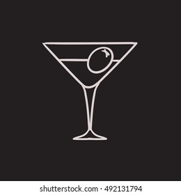 Cocktail glass vector sketch icon isolated on background. Hand drawn Cocktail glass icon. Cocktail glass sketch icon for infographic, website or app.