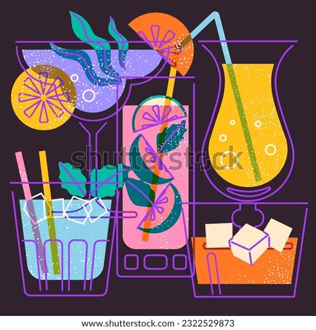 Cocktail glasses drinks vector illustration