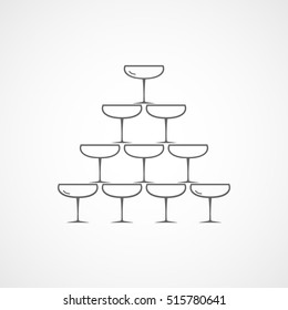 Cocktail Glasses Flat Icon On White Background