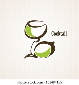 Cocktail glasses with lime