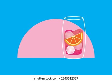 Cocktail glasses minimal vector thin line illustration. Alcohol drinks illustration flat design style. Summer drinks. Graphic design.