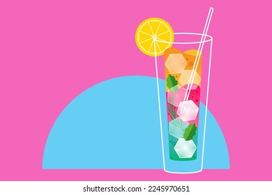 Cocktail glasses minimal vector thin line illustration. Alcohol drinks illustration flat design style. Summer drinks. Graphic design.