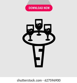 Cocktail Glasses on Table Vector Icon, The table symbol with alhogolc drinks on it. Simple, modern flat vector illustration for mobile app, website or desktop app 
