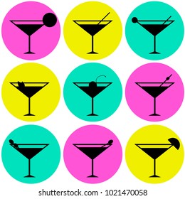 Cocktail glasses. Vector illustration.