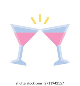 Ilustración vectorial de los vidrios de cóctel, icono plano del estilo