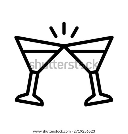 Cocktail Glasses Vector Illustration, Line Style Icon