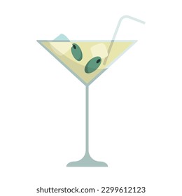 Cocktail glasses vector illustration. Refreshing cocktails with ice cubes and lemons. Party in the club. Menu designs. Alcoholic drinks. Summer and beach 
