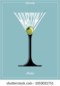 Cocktail glass,Silhouette,Martini,Clip art,typography,retro style vector illustration 