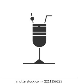 Icono de glifo de cóctel. Ropa de alcohol. Beber de fiesta. Restaurante, carta de bar. Beber de verano. Fiesta de cócteles y concepto de establecimiento de bebidas.Cartel plano rellenado. Ilustración vectorial de silueta aislada