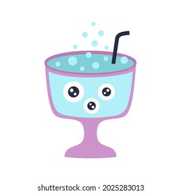 cocktail for halloween, illustration with cute cocktail with eyes isolated on white