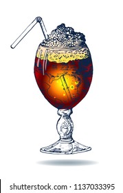 cocktail, hand drawing, vector illustration isolated on white background