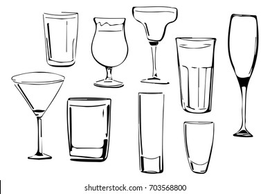 Cocktail hand drawn illustration for your design: menu, cards