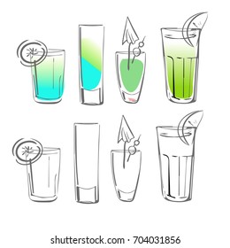 Cocktail hand drawn illustration for your design: menu, cards