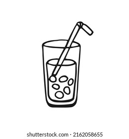 Cocktail. Hand drawn vector illustration. Line art style isolated isolated on white background.