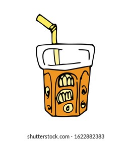 Cocktail handdrawn icon vector in doodle style design