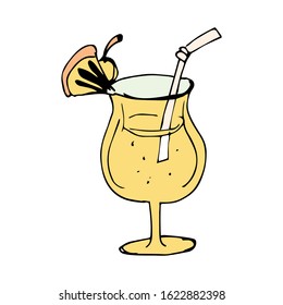 Cocktail handdrawn icon vector in doodle style design