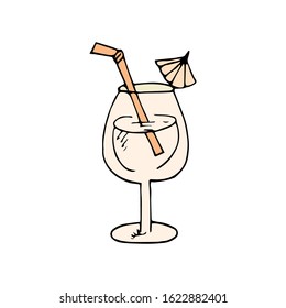 Cocktail handdrawn icon vector in doodle style design