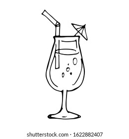 Cocktail handdrawn icon vector in doodle style design