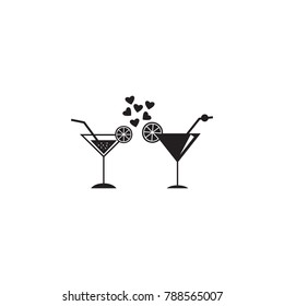 cocktail with hearts icon. Valentine's Day elements. Premium quality graphic design icon. Simple love icon for websites, web design, mobile app, info graphics on white background