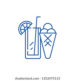 Cocktail and ice cream line icon concept. Cocktail and ice cream flat  vector symbol, sign, outline illustration.
